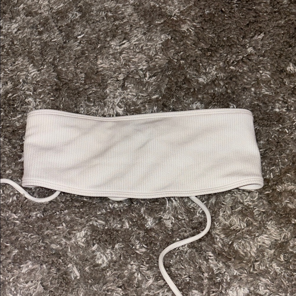 White Ribbed bikini Tube Top